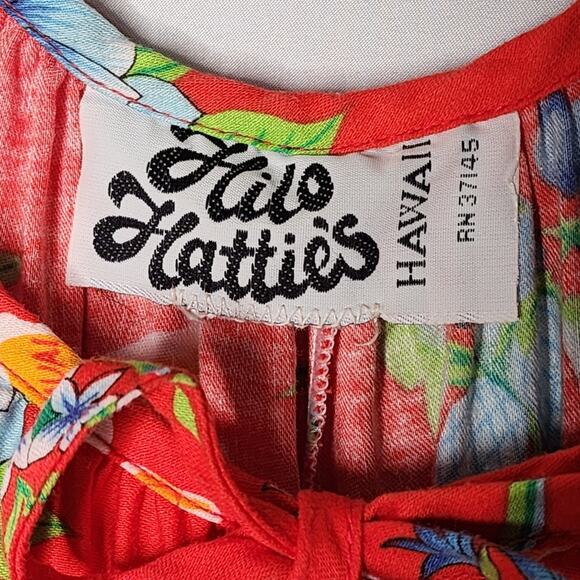 Vintage Hilo Hatties Red Hawaiian Floral Map Maxi Dress Small - Picture 5 of 7